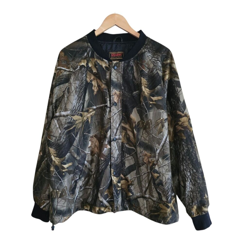Stearns Dry Wear Men Large Realtree Hardwoods Camo Insulated Jacket Snap Front